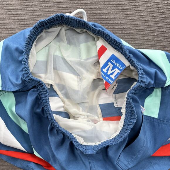 Chubbies Swim Shorts Mens Medium Striped Drawstring Lined Made USA Swim Trunks - Picture 8 of 8